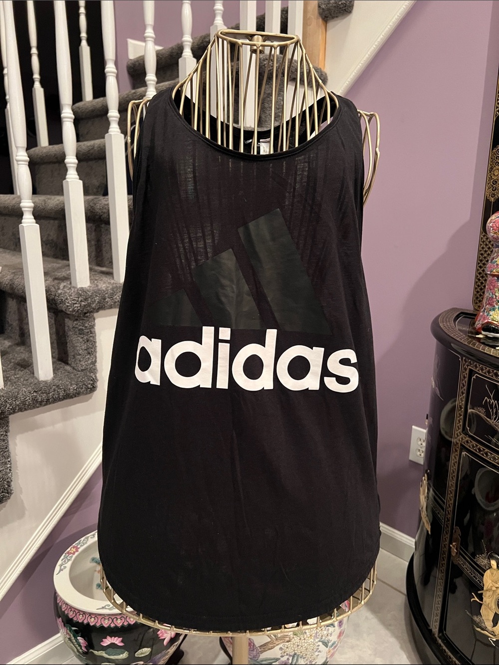 adidas Black Tank Top with White Logo